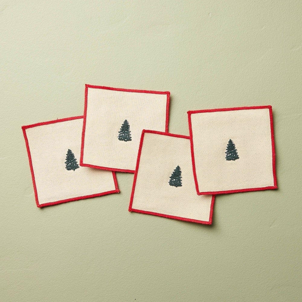 Cocktail Embroidered Christmas Tree Napkins - Hearth & Hand Magnolia, Target